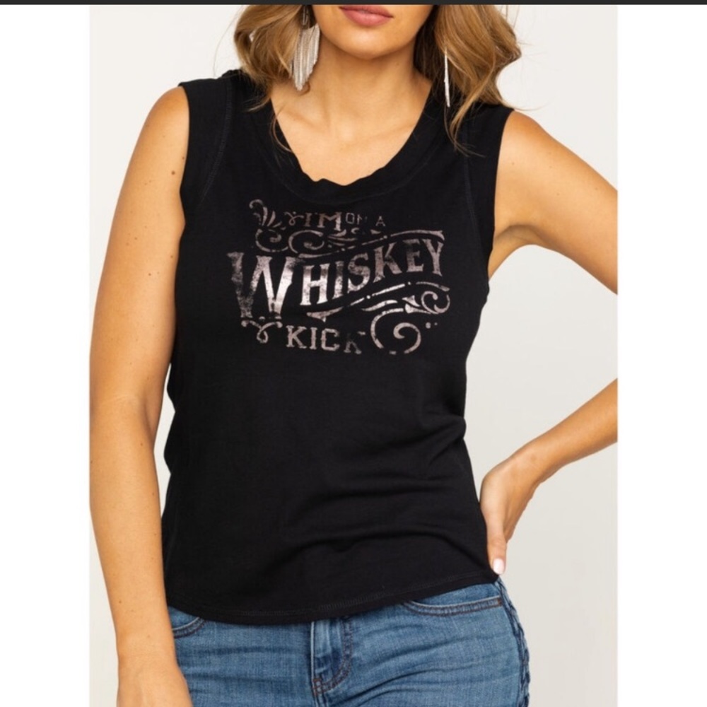 IDYLLWIND tank top Black "im on a whiskey kick" M